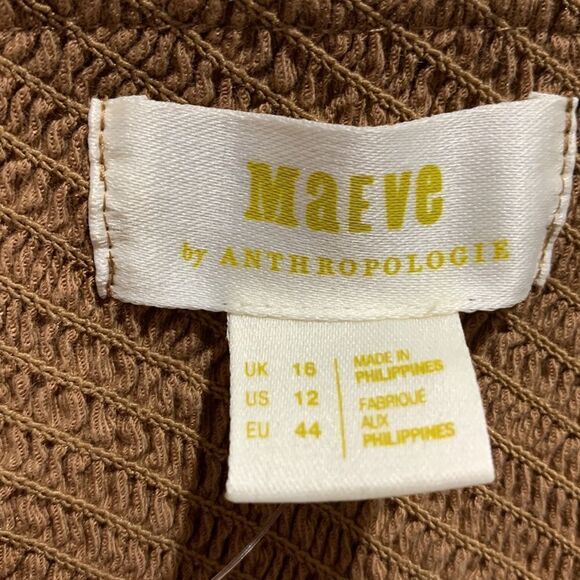 MAEVE Anthropologie ruffled neckline crop top caramel color size 12 NWT - Picture 5 of 9